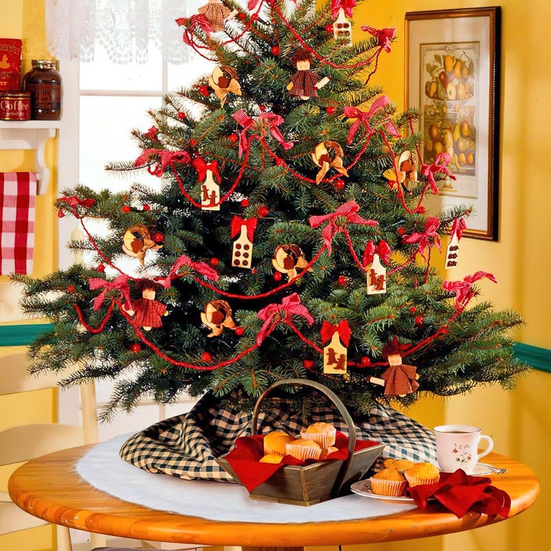 Lerryone Christmas Tree Skirt, 24 Inch Faux Fur White Tree Skirt Small Snowy White Plush Velvet Xmas Tree Mat Base Cover for Holiday Home Party Decorations - Image 3
